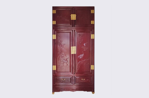 东莞高端中式家居装修深红色纯实木衣柜