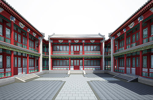 东莞北京四合院设计古建筑鸟瞰图展示