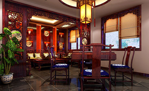 东莞古典中式风格茶楼包间设计装修效果图