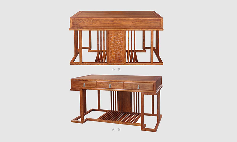 东莞 别墅中式家居书房装修实木书桌效果图