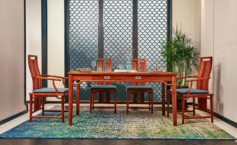 中式餐桌椅组合效果图